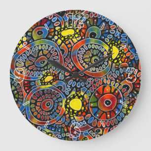 Vivid Colourful Oval Corals Original Abstract Art Large Clock