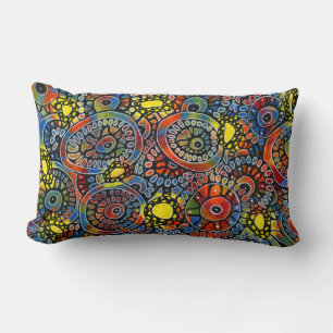 Vivid Colourful Oval Corals Original Abstract Art Lumbar Cushion
