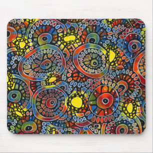 Vivid Colourful Oval Corals Original Abstract Art Mouse Pad