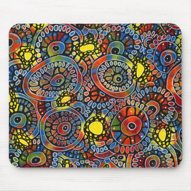 Vivid Colourful Oval Corals Original Abstract Art Mouse Pad (Front)