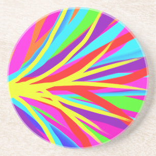 Vivid Colourful Paint Brush Strokes Girly Art Coaster