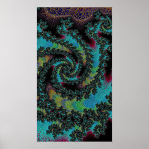 Vivid Colourful Pinwheel Carpet Fractal Abstract Poster