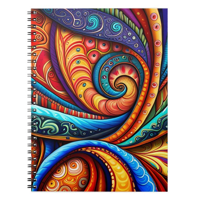Vivid Colourful Swirls Notebook (Front)