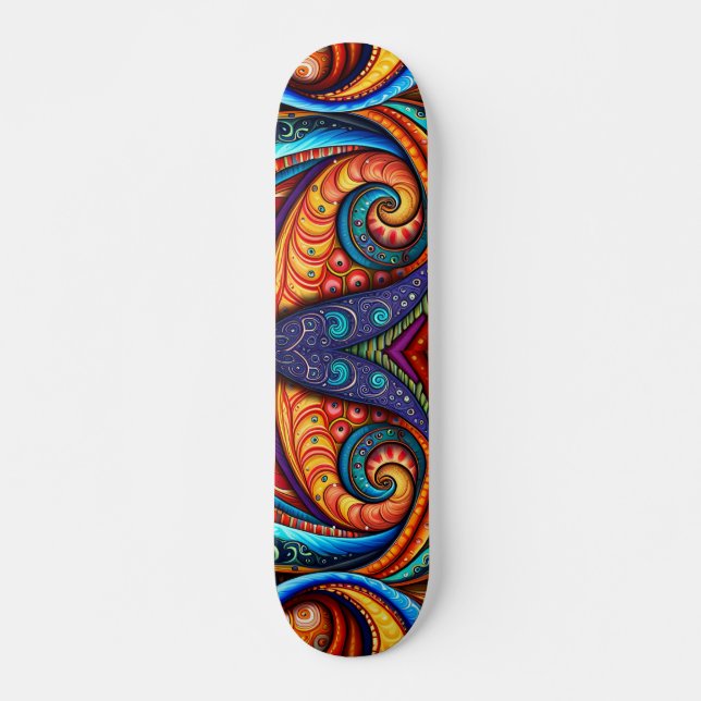 Vivid Colourful Swirls Skateboard (Front)