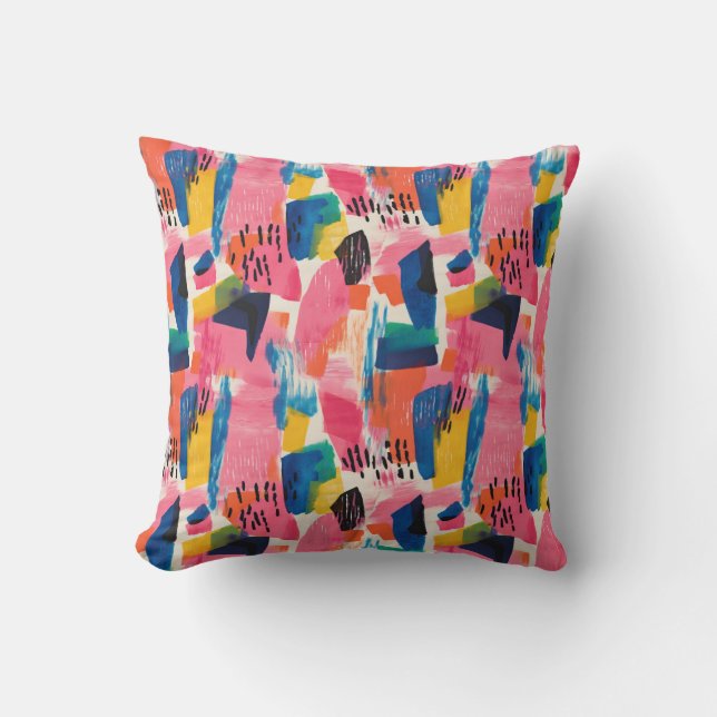 Vivid Colours Abstract Pattern Cushion (Front)