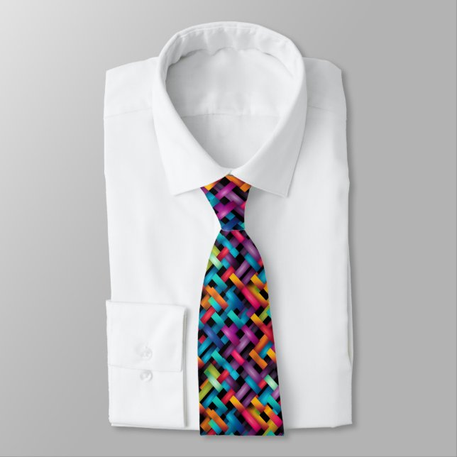 Vivid Colours Basketweave Tie (Tied)