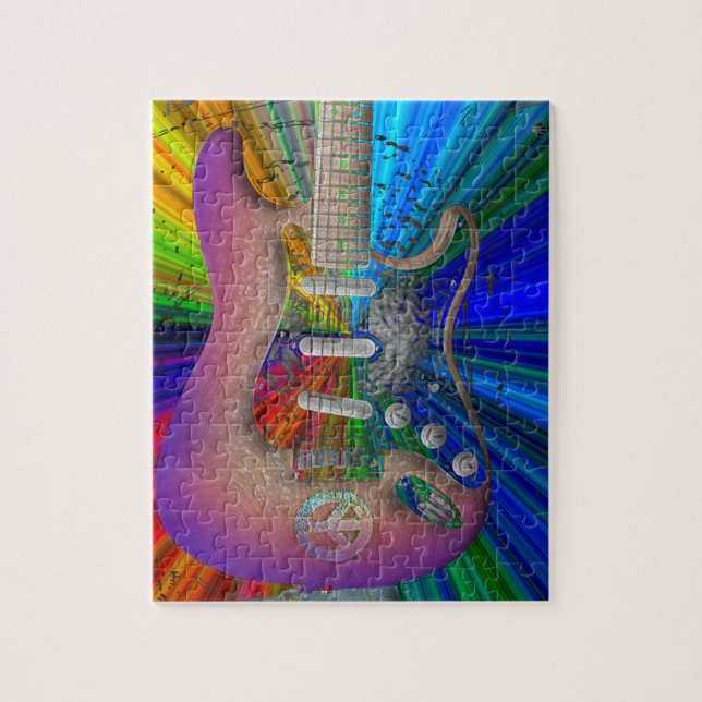 Vivid Colours Peace Guitar Puzzle (Vertical)