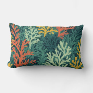 Vivid Coral Forest - Throw Pillow