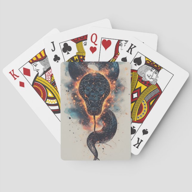 Vivid Cosmic Serpent With Expansive Space Playing Cards (Back)
