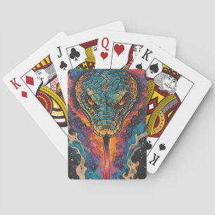 Vivid Cosmic Serpent With Expansive Space Playing Cards