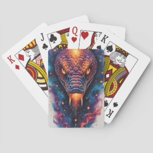 Vivid Cosmic Serpent With Expansive Space Playing Cards
