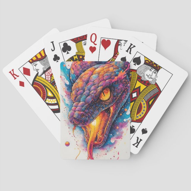 Vivid Cosmic Serpent With Expansive Space Playing Cards (Back)