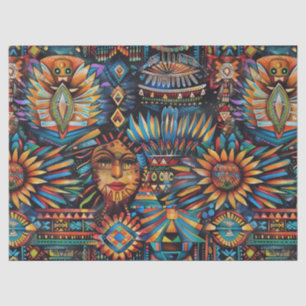 Vivid Cyan "Pre-Columbian Tapestry" Elegant Tissue Paper