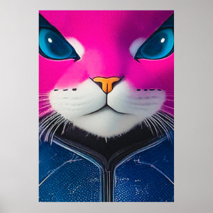 Vivid Cyborg Cat Closeup  Poster