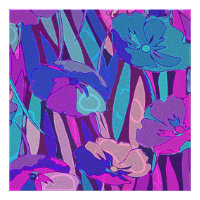 Vivid Dark Blue Purple Midnight Flowers Fine Art