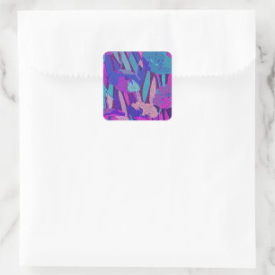 Vivid Dark Blue Purple Midnight Flowers Fine Art Square Sticker