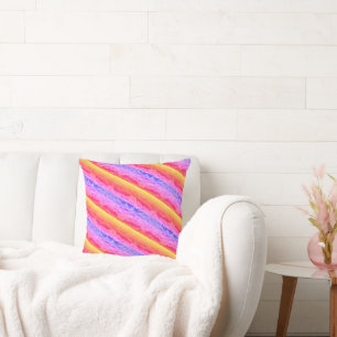 Vivid Diagonal Stripes Vibrant Colour Abstract Neo Cushion