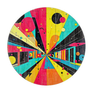 Vivid Dreams: A Neon Odyssey Cutting Board