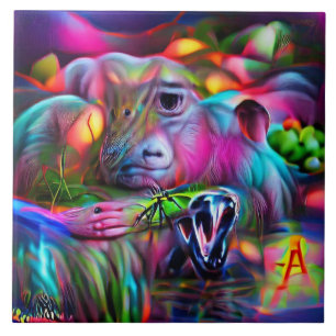 Vivid Dreamscape:  Agrizoophobia  Ceramic Tile