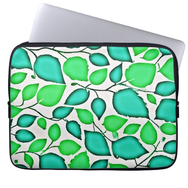Vivid Elegance Leaves Pattern Laptop Sleeve (Front)