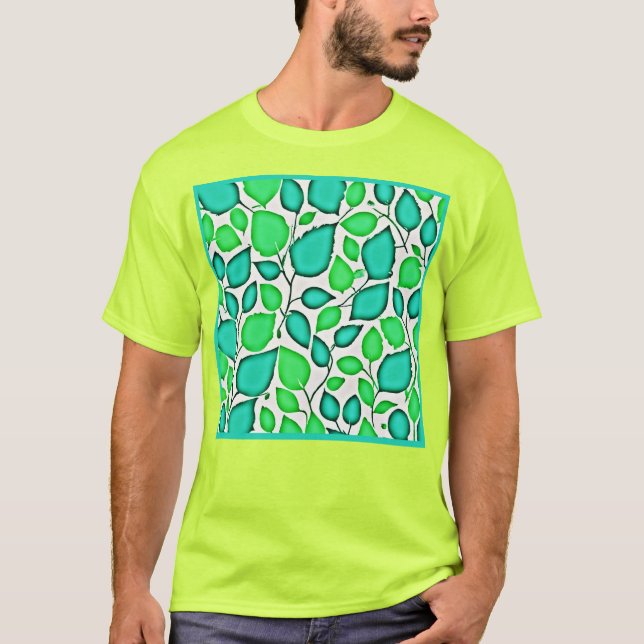 Vivid Elegance Leaves Pattern T-Shirt (Front)