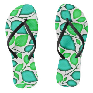 Vivid Elegance Leaves Pattern Thongs