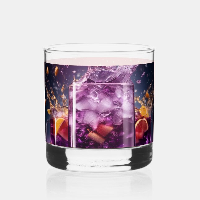 "Vivid Elegance: Purple Transparent Rocks Glass  (Front)