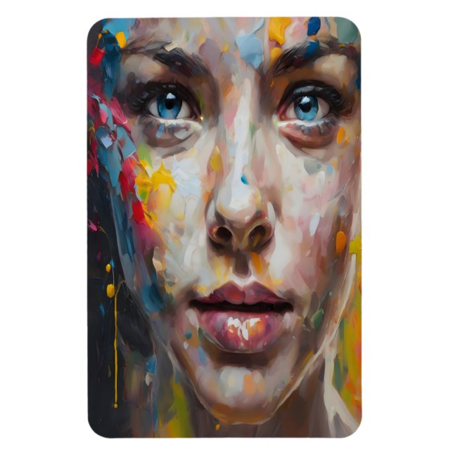 Vivid Expression – Abstract Portrait Art Magnet (Vertical)