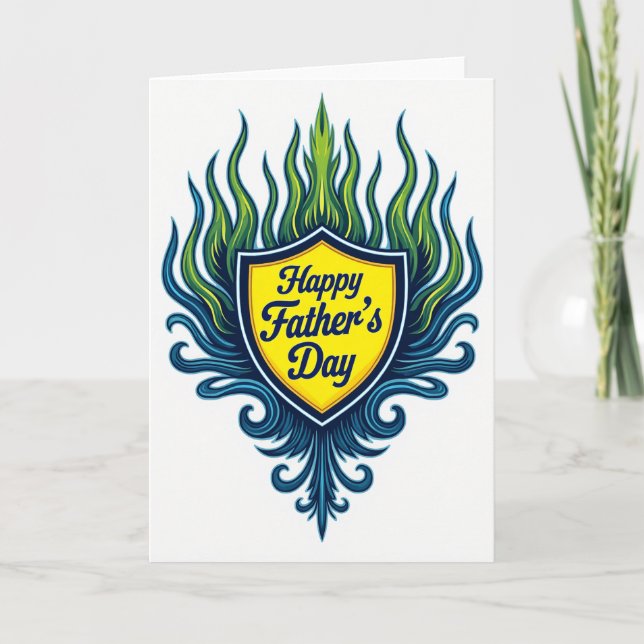 Vivid Fathers Day Shield Card (Front)