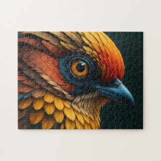 Vivid Feathered Portrait - Colorful Bird Close-Up Jigsaw Puzzle