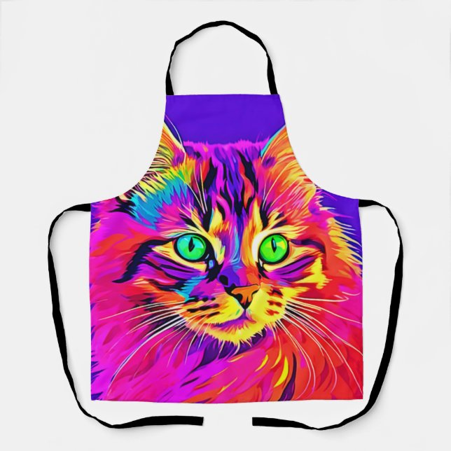 Vivid Feline Design Apron (Front)