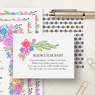 Vivid Fiesta Flowers Books Baby Shower Enclosure Card