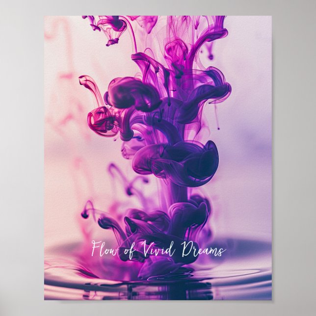 Vivid Flow: Abstract Purple Ink in Water Poster (Front)