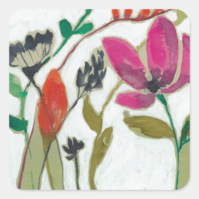 Vivid Flowers Square Sticker (Front)