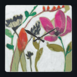 Vivid Flowers Square Wall Clock<br><div class="desc">Vivid Flowers II by Jennifer Goldberger. Collection of individual flowers in a vivid colour palette.</div>