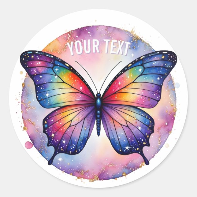 Vivid Galaxy Butterfly Classic Round Sticker (Front)