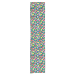 Vivid garden bloom, colorful rose pattern short table runner