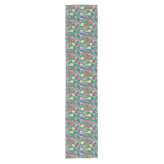 Vivid garden bloom, colorful rose pattern short table runner