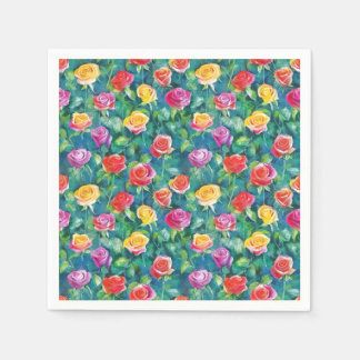 Vivid garden bloom, colourful rose pattern napkin