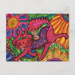 Vivid Garden Cat Postcard