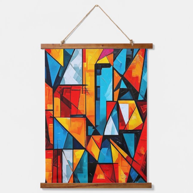 Vivid Geometric Abstract - Dynamic Cubist Wall Art (Front)