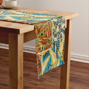 Vivid Geometric Butterflies Vintage Art Deco Long Table Runner
