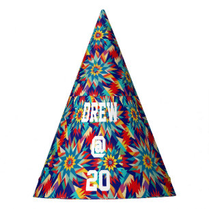 Vivid Geometric Trippy Multicolored Energetic Party Hat