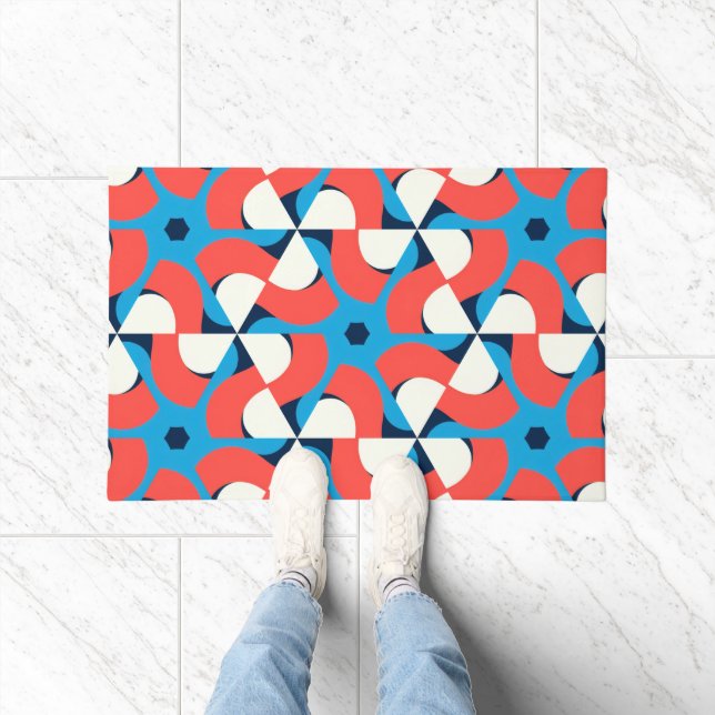 Vivid Geometry Crimson Doormat (Indoor)