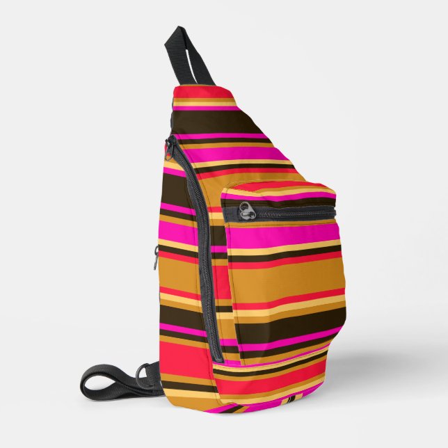Vivid Gold, Red, & Magenta Striped Sew Bag (Left Corner)