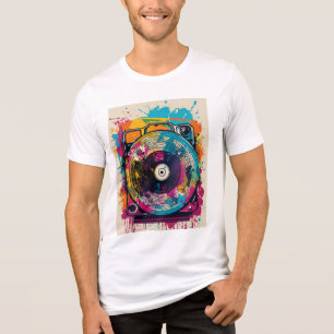 "Vivid Graffiti Turntable Vinyl T-Shirt" Tri-Blend Shirt