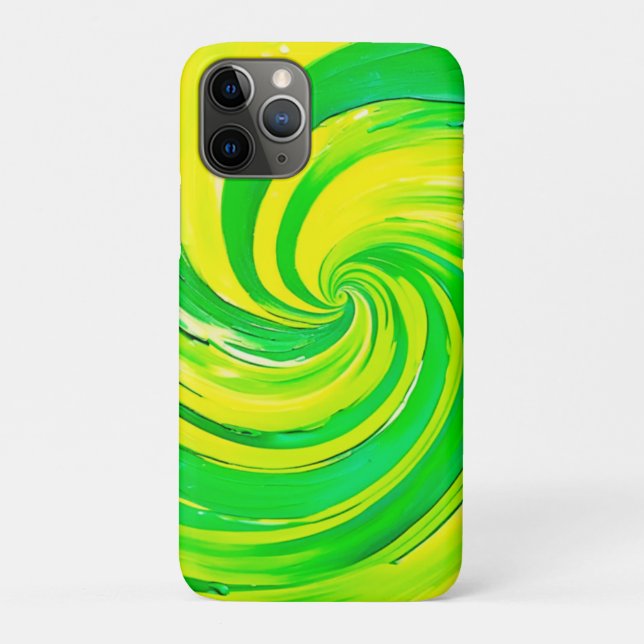 Vivid Green and Yellow Swirl Art Case-Mate iPhone Case (Back)