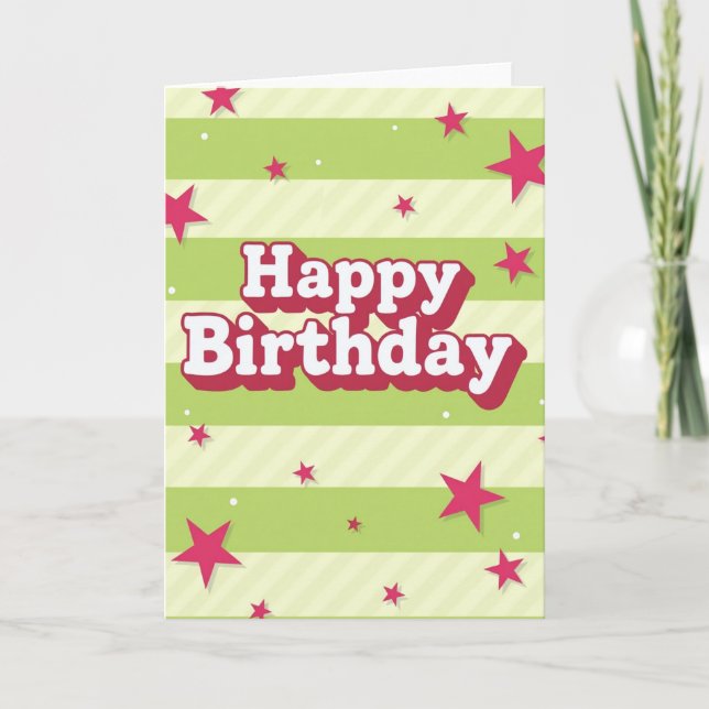 Vivid Green Birthday Card (Front)