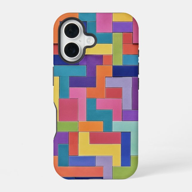 Vivid Grid iPhone 16 Case (Back)