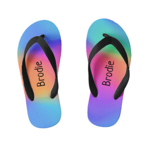 Vivid Holographic Personalised Kids Flip Flops
